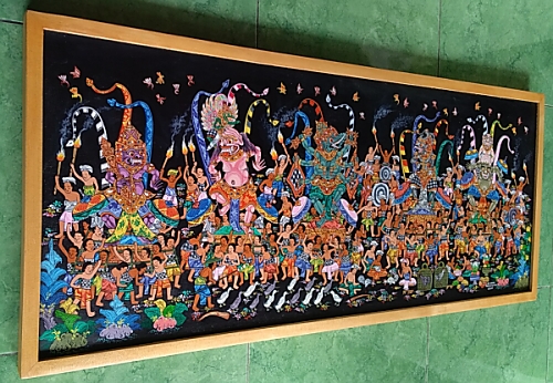 超目玉！ インドネシアバリ島アート細密画 神の踊り 買取 コモ